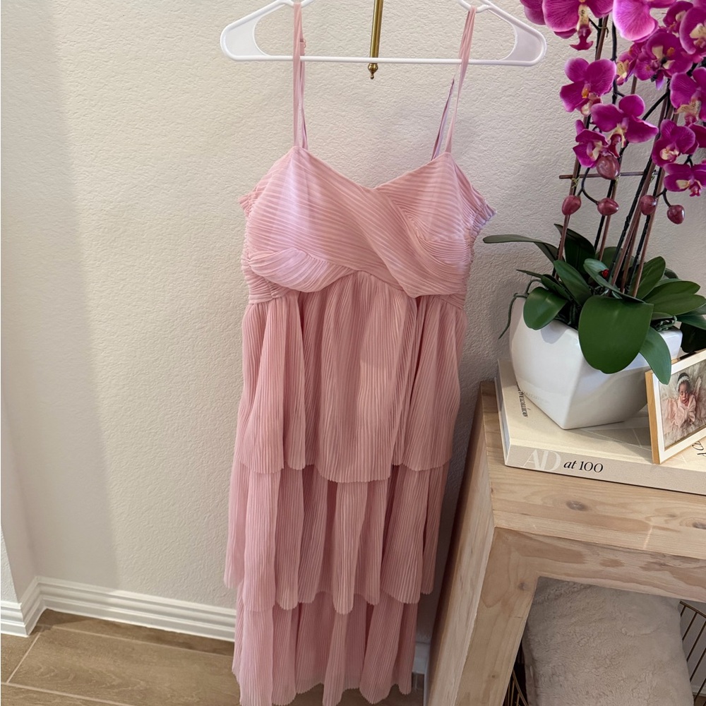 Pink blush Maternity Pink Pleated Midi Dress